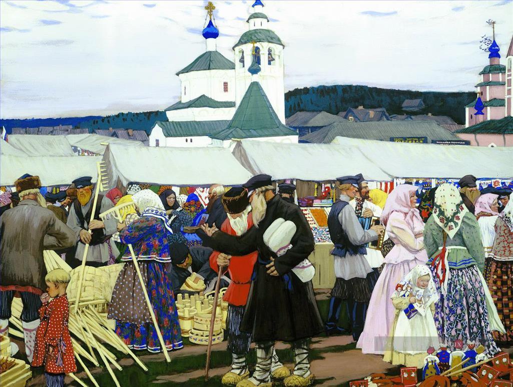 à la foire 1906 Boris Mikhailovich Kustodiev Peintures à l'huile